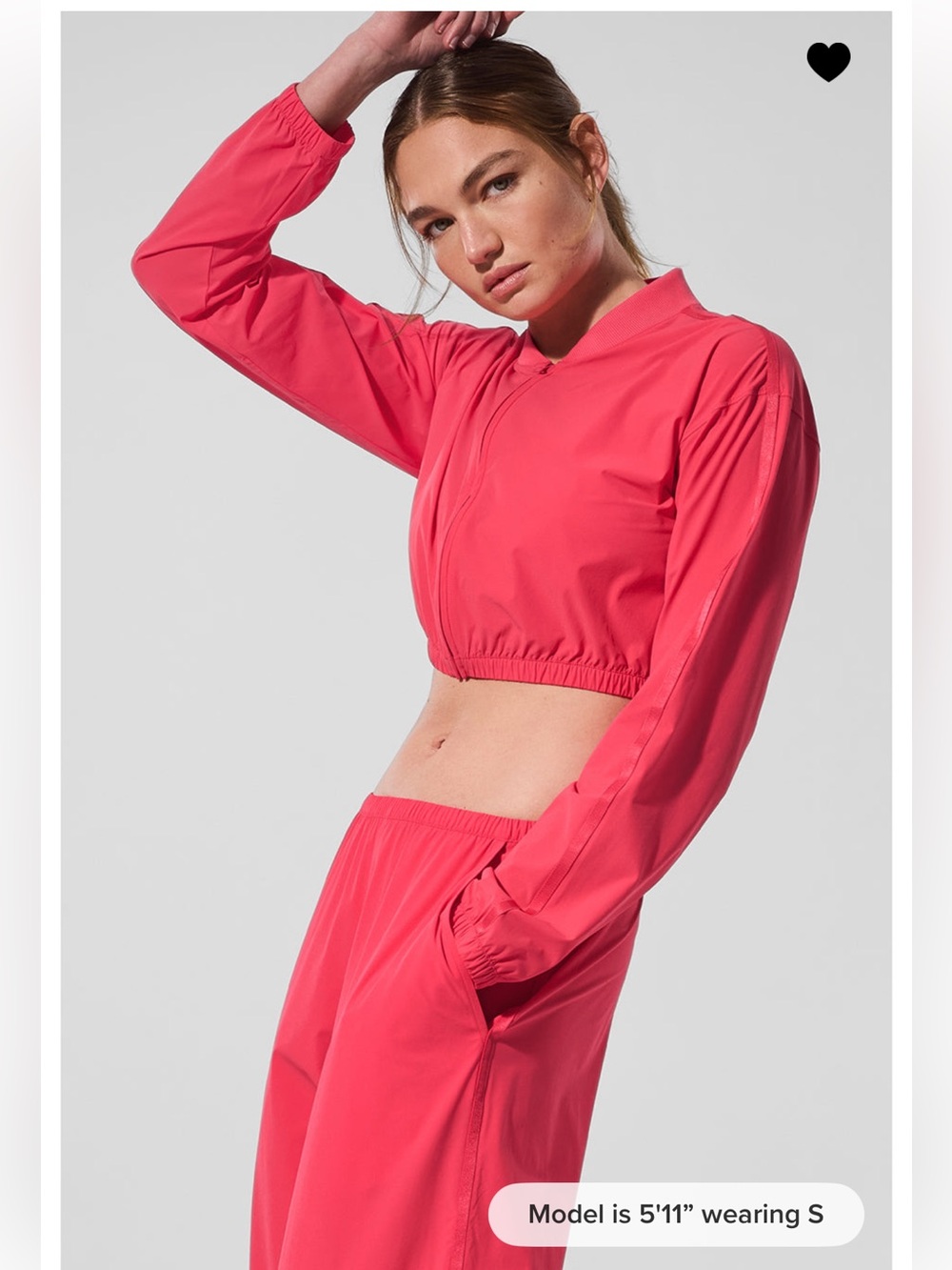Alo yoga Cropped Breezy Full-Zip Cover Up - Candy Red